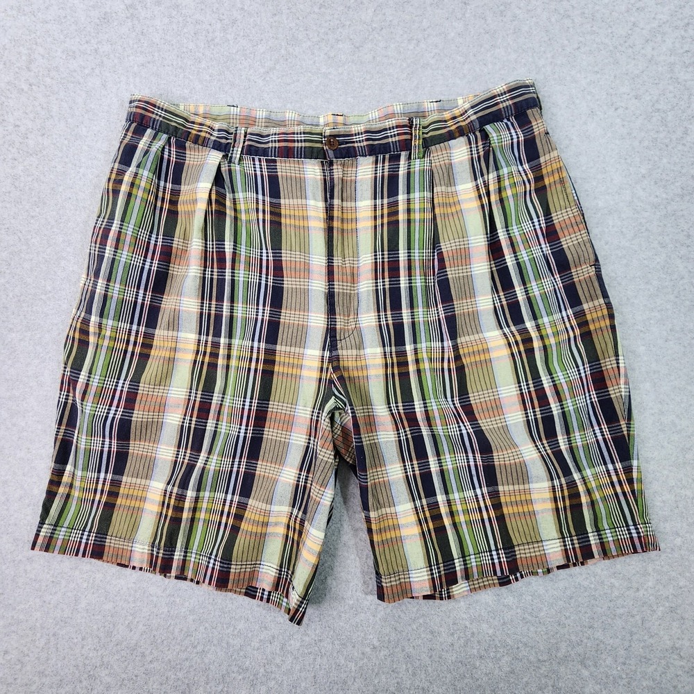 VTG Polo Ralph Lauren Shorts Mens 39x9 Blue  Plaid‎ Tyler Fit Chino Golf Tag 40